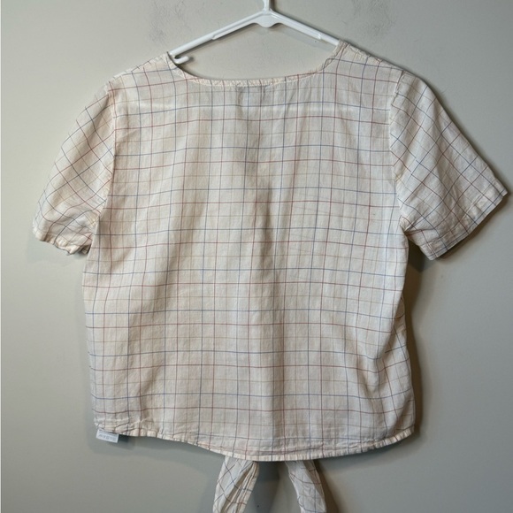 Madewell rainbow windowpane tie front  blouse size small - Picture 7 of 8